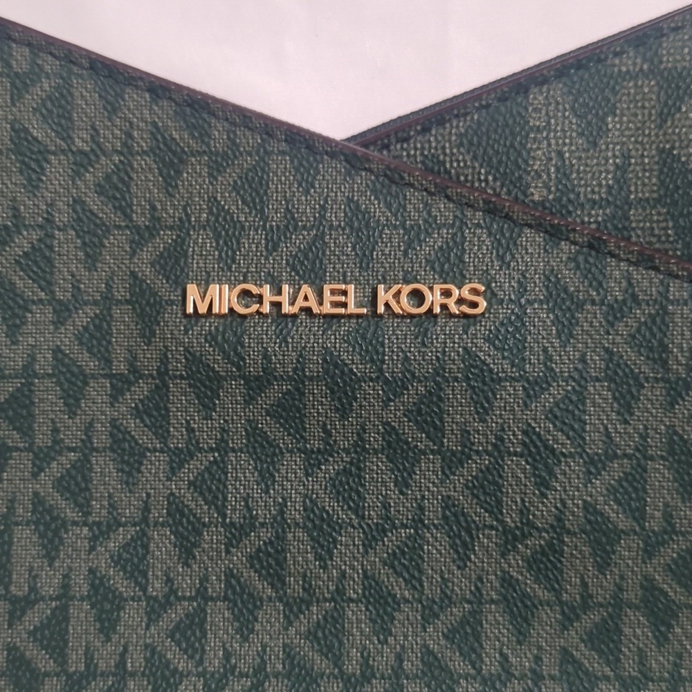 Michael Kors Women's Jet Set Large Signature Logo Shoulder Bag, Color Moss - Picture 6 of 16